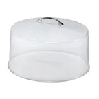image of Browne USA 57140 Cake Cover - 12" Diameter, 6" Height, Clear Lucite Plastic, Chrome Handle