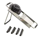 image of Browne USA 5715000 Mandoline Slicer – 16½"L×5½"W×3"H, 18/10 Stainless, 4 Julienne Blades (2‑10 mm) Straight Cut