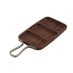 image of Browne USA 571507 3‑Section Serving Board 12" x 7" Acacia Wood Walnut Stainless Steel Handle