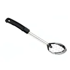 image of Browne USA 572312 - 11" Perforated Serving Spoon, Stainless Steel, Black Handle, Hole, 1.5 mm Thick