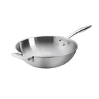 image of Browne USA 5724100 Wok, 9 Qt 14" Dia x 3-1/2" H, Steel/Aluminum Core,, Induction Ready