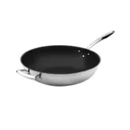 image of Browne USA 5724102 Thermalloy Wok, 5 Qt 12" x 3-3/5", Stainless Steel, Non‑Stick, Induction Ready