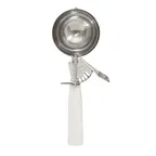 image of Browne USA 573306 Disher #6, 4.86 oz, Thumb‑Press, Stainless Steel Bowl, White Handle, NSF