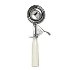 image of Browne USA 573310 Disher #10, 2‑3 oz, Steel Bowl, Ivory PP Thumb‑Press Handle, NSF