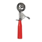 image of Browne USA 573324 Disher #24 1.35 oz Thumb‑Press Stainless Steel Bowl Red Polypropylene Handle NSF