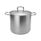 image of Browne USA 5733916 Stock Pot, 16 Qt 11" Dia x 10" H, Stainless, Tri‑Ply Base, Induction Ready, NSF