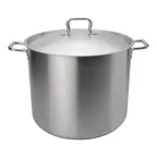 image of Browne USA 5733960 Stock Pot, 60 Qt 17.7" Dia x 14.4" H, 4mm Tri‑Ply Base, Cover, Induction Ready