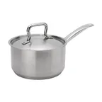 image of Browne USA 5734033 Sauce Pan, 3½‑Qt 7‑9/10" Dia x 4‑3/10" H, Stainless, Cover, Handle, Induction NSF