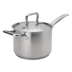 image of Browne USA 5734034 Sauce Pan, 4.5 Qt (7‑9/10" x 5‑7/10" H), Tri‑Ply, Cover, Handle, Induction NSF