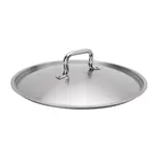 image of Browne USA 5734140 Lid, 15-7/10" Stainless Steel Cover, Rivet Loop Handle, Fits 5733940/5734019