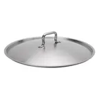 image of Browne USA 5734150 Cover, 19-7/10" Round Lid, Stainless Steel, Riveted Handle, Fits 5734030, NSF