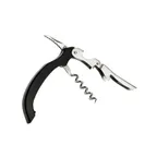 image of Browne USA 574075 Waiter Corkscrew 4-1/2" Double‑Hinged Stainless Steel Black Handle – 1‑Step Opening