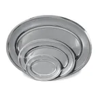 image of Browne USA 574185 Oval Stainless Steel Platter, 19-3/4" x 15-3/5", Rolled Edge, Dishwasher Safe