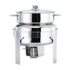 image of Browne USA 575177 Soup Chafer, 10‑qt, 15" x 17‑1/2" Round Stainless Steel, Lift‑Off Cover, Set