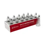 image of Browne USA 575221 Salt & Pepper Shaker, 1 oz, 2" x 4-1/2" H Glass Jar with Chrome Top - 12/Set