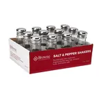 image of Browne USA 575223 Salt Pepper Shaker Set, 3 oz, 2.1"×4.6" Glass Jar, Stainless Steel Top - 12/Set