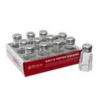 image of Browne USA 575224 Salt & Pepper Shaker Set, 1 oz, 1‑3/5" x 3" Glass Stainless Steel Top - 12/Set