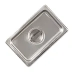 image of Browne USA 575598 1/9 304 Stainless Steel Pan Cover with Handle, 24‑Gauge, NSF, 6‑3/10" L x 4‑2/5" W