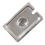 image of Browne USA 575599 Steam Pan Cover, 1/9 Flat Notched Handle, 24‑Gauge Steel, 6‑3/10" L x 4‑2/5" W