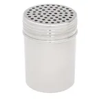 image of Browne USA 575672 Dredge Shaker, 12 oz, 2‑3/4" Dia × 3‑7/8" H, Polished Stainless Steel, Metal Lid