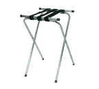 image of Browne USA 575696 Tray Stand, 19-1/2" x 15" x 31-1/2" Powder‑Coated Steel, Silver Frame, Black Straps, Double Bar