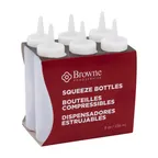 image of Browne USA 57800800 Squeeze Bottle, 8 Oz Clear Polyethylene, No‑Drip Tip, Clear Cap - 6/Set