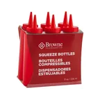 image of Browne USA 57800805 Squeeze Bottle, 8 oz Polyethylene Red Ketchup Dispenser with No-Drip Tip - 6/Set