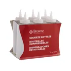 image of Browne USA 57801200 Squeeze Bottle, 12 oz Clear Polyethylene, No-Drip Tip, Clear/White Cap, - 6/Set