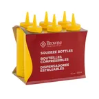 image of Browne USA 57801217 Squeeze Bottle, 12 Oz Yellow Polyethylene Mustard With Single No‑Drip Tip, 6/Set