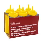 image of Browne USA 57801717 - 16 oz Yellow Polyethylene Squeeze Bottle, Wide Mouth, No‑Drip Tip - 6/Set