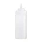 image of Browne USA 57802400 Squeeze Bottle 24 oz Clear Polyethylene Wide-Mouth No-Drip Tip Clear/White Cap