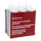 image of Browne USA 57802500 Squeeze Bottle 24 Oz Polyethylene Wide‑Mouth Single Tip Clear/White Cap - 6/Set