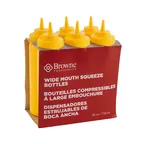 image of Browne USA 57802517 Squeeze Bottle, 24 oz, Wide Mouth, No‑Drip Tip, Polyethylene Yellow, 6/Set