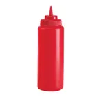 image of Browne USA 57803205 Red Polyethylene 32 oz Squeeze Bottle, Wide Mouth, Single No-Drip Tip