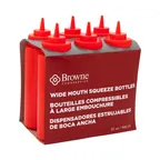 image of Browne USA 57803305 Squeeze Bottle, 32 Oz Red Polyethylene, Wide Mouth Single Tip - 6/Set
