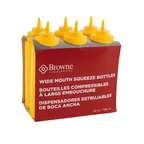 image of Browne USA 57803317 Squeeze Bottle, 32 oz Yellow Polyethylene, Wide‑Mouth No‑Drip Tip - 6/Set