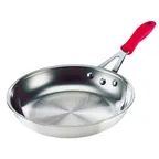 image of Browne USA 5812812 Thermalloy Fry Pan, 12" Dia x 2" H, Stainless/Al, Handle w/ Silicone Sleeve NSF