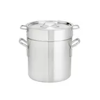 image of Browne USA 5813208 Double Boiler Set, 3‑Piece 8 Qt 9‑3/10"×8" Aluminum Pot Natural Multi‑Heat