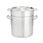 image of Browne USA 5813220 Double Boiler, 3‑Piece 20‑Qt (12" x 9‑4/5") Aluminum Pot, Natural