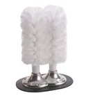 image of Browne USA 616112 Manual Glass Brush, 8½" Double Head, Suction Base, White Nylon Brushes – 2 Brush