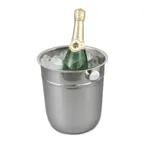 image of Browne USA 69501 Wine Bucket & Cooler – 8-4/5" Dia x 9-1/2" H Handle, Stainless Steel, Non‑Insulated