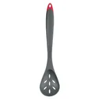 image of Browne USA 7112308 - Cuisipro Slotted Serving Spoon, 11" Black Fiberglass Handle, Red Loop, 480°F