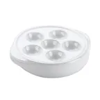 image of Browne USA 744041 Escargot Plate, 5" Dia. X 1-1/2" H, 6-Hole White Stoneware Dinnerware