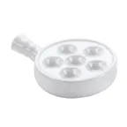 image of Browne USA 744042 Escargot Plate, 5" Diameter x 1-4/5" Height, 6-Hole Stoneware, White With Handle