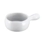 image of Browne USA 744053W Onion Soup Bowl, 16 oz (5" Dia × 2.5" H) Handled Stoneware, White, Ceramic