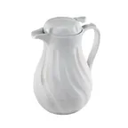 image of Browne USA 744228 Beverage Server, 64 oz (1.9 L), 11‑1/2" White Plastic, Swirl with Thumb Lever