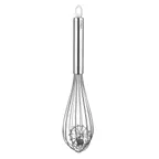 image of Browne USA 746696 Piano Whisk – 12" Length, Stainless Steel Tube with Wire Ball, Dishwasher Safe