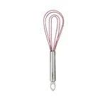 image of Browne USA 74696805 Flat Whisk, 8" Stainless Steel Red Non‑Stick Coating – Heat‑Resistant Tool