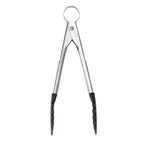 image of Browne USA 74708502 Tongs – 7" Stainless, Black Silicone Tips, 8.5" L x 1" W/H, Dishwasher Safe