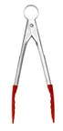image of Browne USA 74708505 Utility Tongs – 7" Red Mini, LFGB Silicone Tips, Dishwasher Safe, Hanging Loop